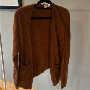 Double Zero Fuzzy Brown Cardigan